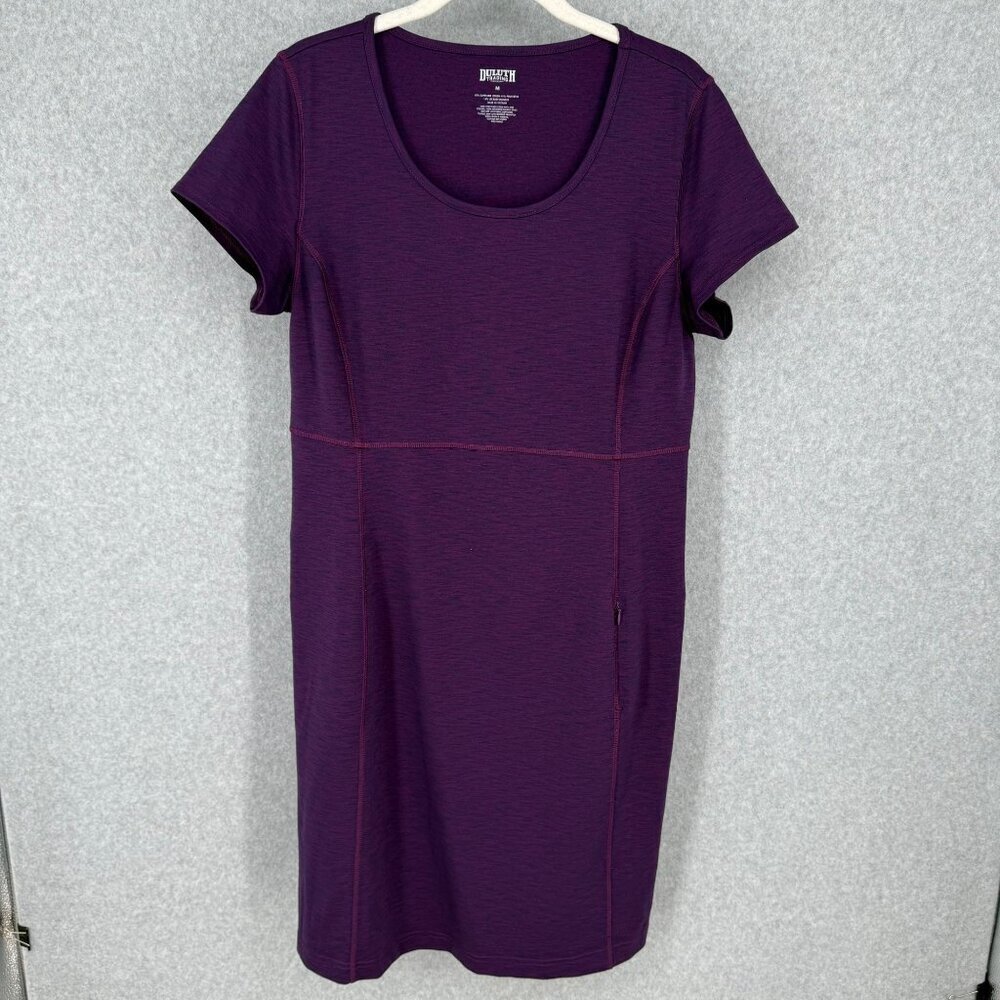 Duluth Womens NoGA Classic Short Sleeve Active Dress Size M Purple Zip Pocket